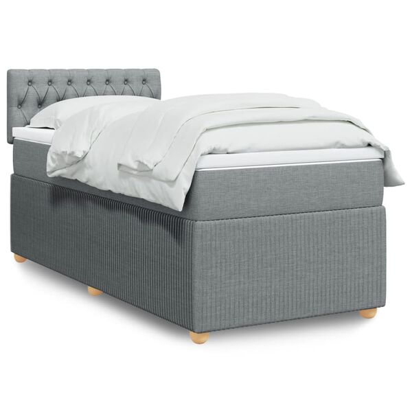 vidaXL Cama box spring con colch&oacute;n tela gris claro 90x190 cm