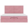 vidaXL Estructura de cama otomana colchones terciopelo rosa 200x200cm