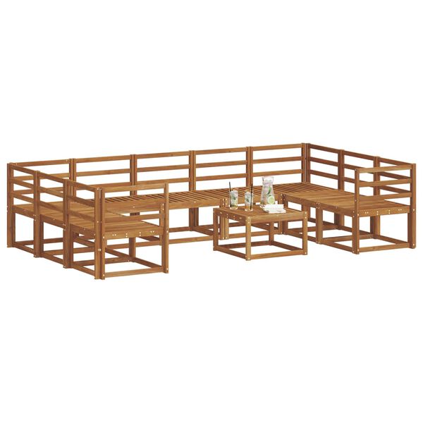 vidaXL Conjunto de sof&aacute;s de exterior 10 pcs Natural