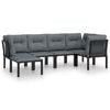 vidaXL Juego de muebles de jard&iacute;n 6 pzas rat&aacute;n sint&eacute;tico negro y gris