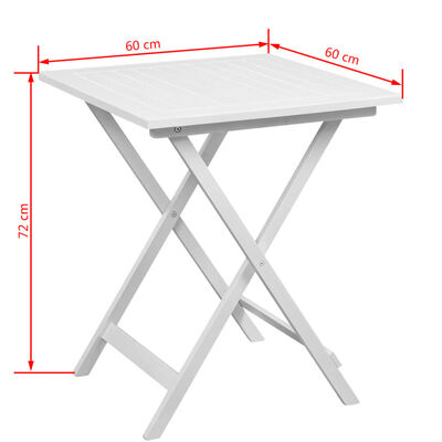 vidaXL Set mesa y sillas de jardín 3 pzas madera maciza acacia blanco