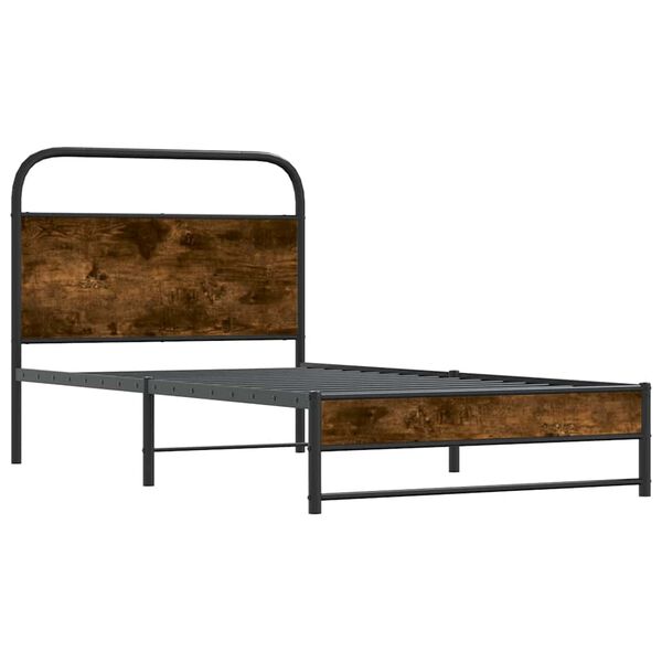 vidaXL Estructura de cama sin colch&oacute;n 100x190 cm madera roble ahumado