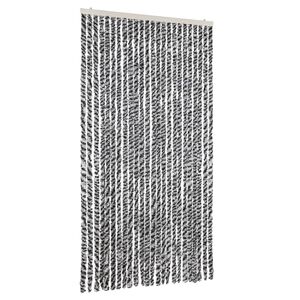 vidaXL Cortina antimoscas chenilla gris negro y blanco 100x230 cm
