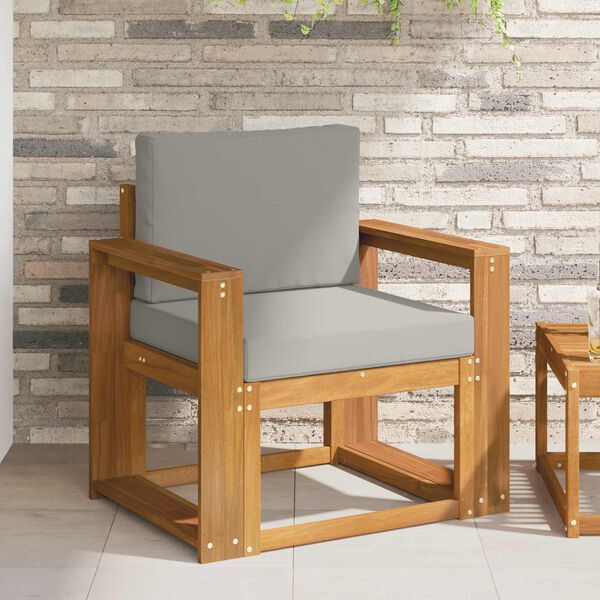 vidaXL Sof&aacute; de exterior Madera de Acacia S&oacute;lida y Poli&eacute;ster