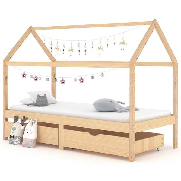 vidaXL Estructura de cama infantil con cajones madera de pino 90x200cm