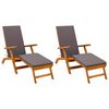 vidaXL Recliner y tumbona plegable 2 uds. Madera de Acacia S&oacute;lida Gris