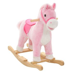 vidaXL Caballito balanc&iacute;n de peluche rosa 65x32x58 cm