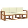 vidaXL Conjunto de sof&aacute;s de exterior 3 uds. Natural y Crema