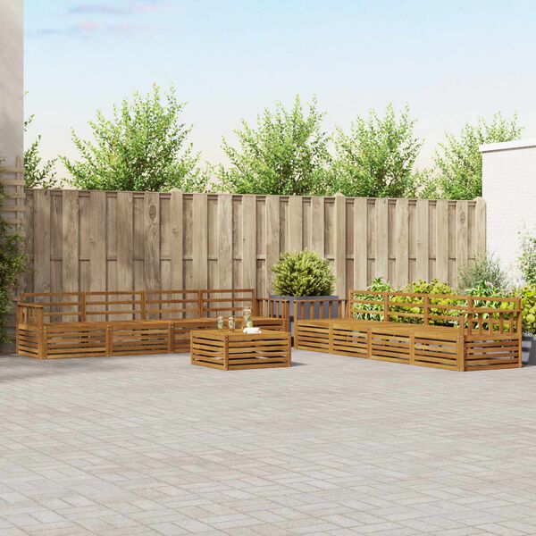 vidaXL Conjunto de sof&aacute;s de exterior 9 pcs Natural