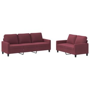 vidaXL Juego de sof&aacute;s con cojines 2 piezas tela rojo tinto