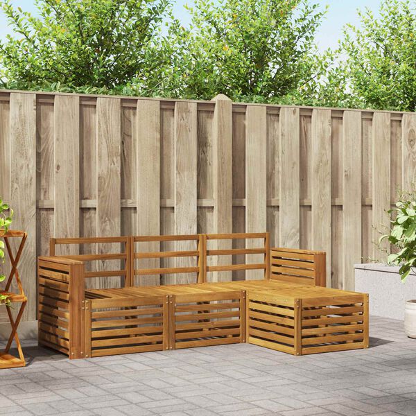 vidaXL Juegos de sof&aacute;s 4 pcs Natural Madera de Acacia S&oacute;lida