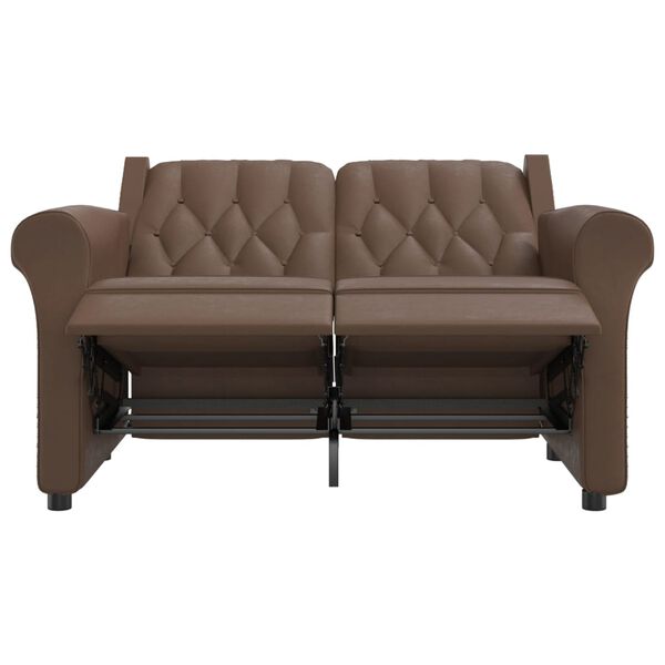 vidaXL Sillón reclinable de masaje de 2 plazas cuero sintético marrón