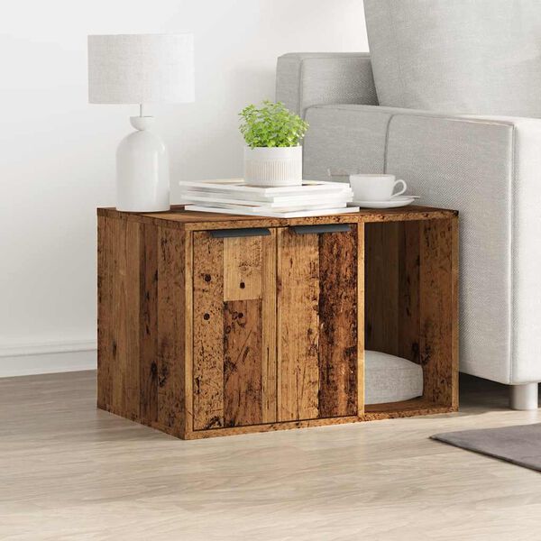 vidaXL Mueble arenero para gatos madera envejecida 60x40x40 cm