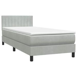 vidaXL Cama box spring con colch&oacute;n terciopelo gris claro 80x220 cm
