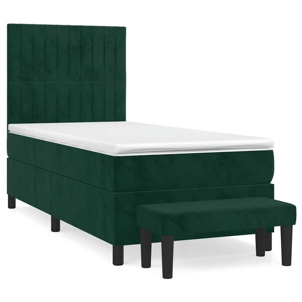 vidaXL Cama box spring con colch&oacute;n terciopelo verde oscuro 100x200 cm