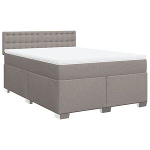 vidaXL Cama box spring con colch&oacute;n tela gris taupe 160x200 cm