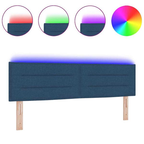 vidaXL Cabecero LED con luces de tiras LED Manual Azul 160 cm tela