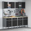 vidaXL Armario de trabajo 10 pcs Negro Madera Ingenierizada y Acero