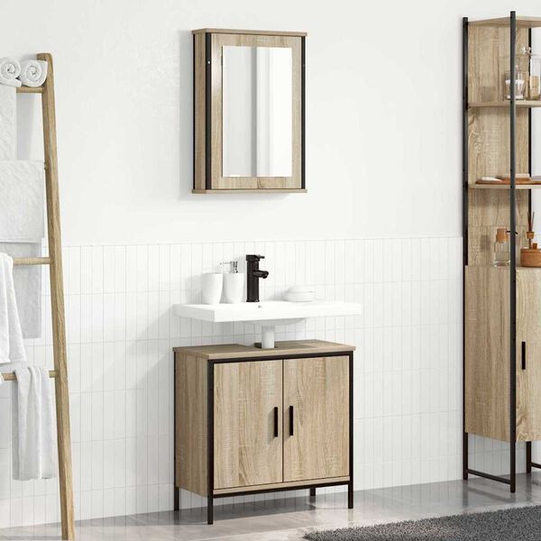 vidaXL Juego de muebles de ba&ntilde;o 2 pcs Marr&oacute;n Madera contrachapada
