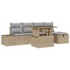 vidaXL Conjunto de sof&aacute; de jard&iacute;n 6 uds. Beige rat&aacute;n sint&eacute;tico