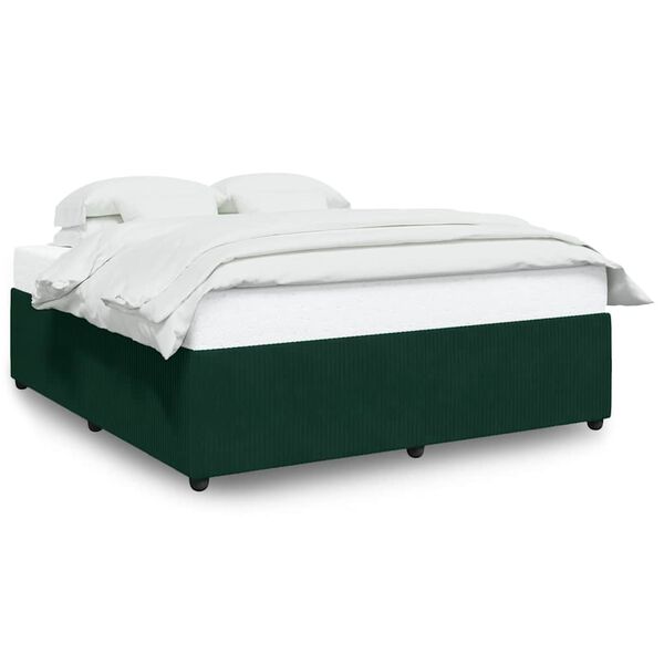 vidaXL Estructura cama sin colch&oacute;n terciopelo verde oscuro 180x200 cm