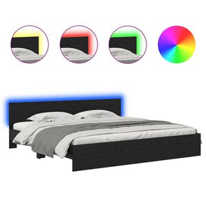 vidaXL Estructura de cama con cabecera Roble Negro 180 x 200 cm