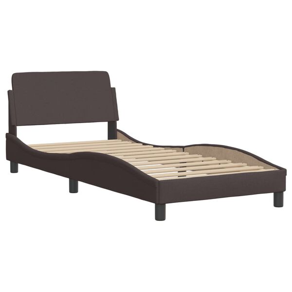 vidaXL Cama con colch&oacute;n Hvar tela marr&oacute;n oscuro 80x200 cm