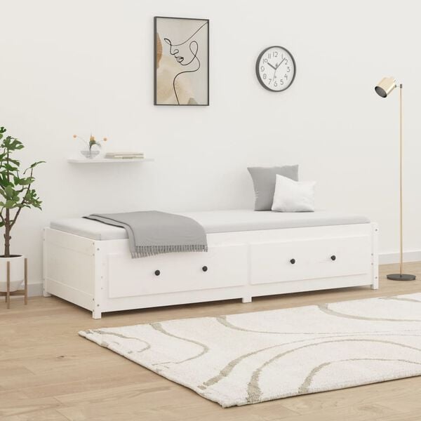 vidaXL Sof&aacute; cama de madera maciza de pino blanco 90x190 cm