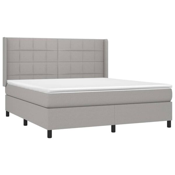 vidaXL Cama box spring con colch&oacute;n tela gris claro 160x200 cm