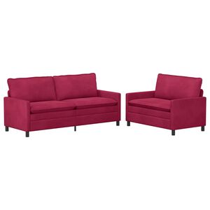 vidaXL Juego de Sof&aacute; 2 uds. Rojo vino Terciopelo