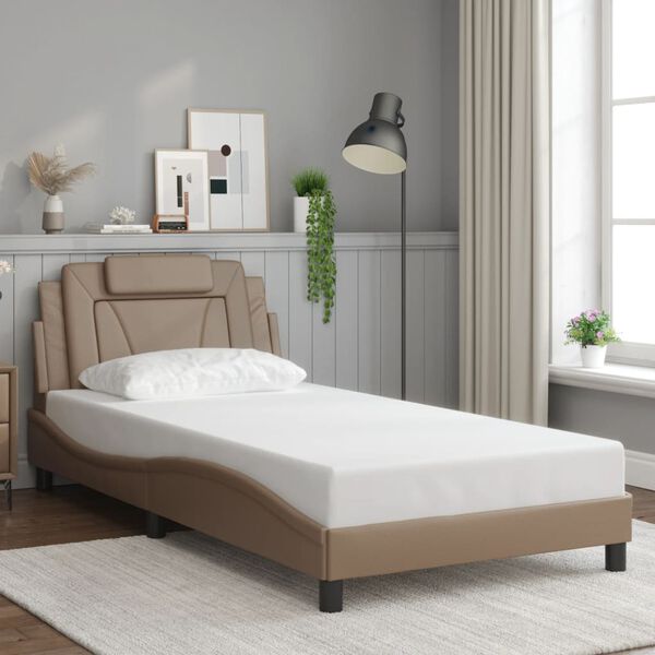 vidaXL Estructura de cama Viana con LED sin colch&oacute;n capuchino 100x200 cm