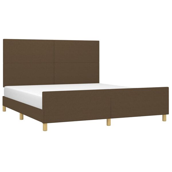vidaXL Cama sin colch&oacute;n de tela marr&oacute;n oscuro 160x200 cm