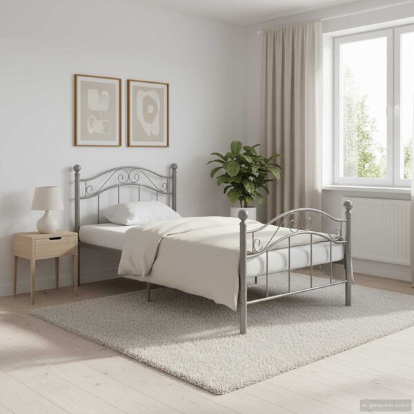 vidaXL Estructura de cama sin colchón metal gris 90x200 cm