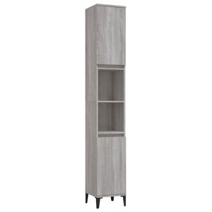 vidaXL Armario de ba&ntilde;o madera contrachapada gris Sonoma 30x30x190 cm