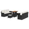 vidaXL Conjunto de sof&aacute;s de jard&iacute;n 9 uds. Negro rat&aacute;n sint&eacute;tico