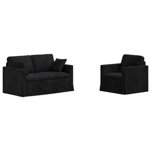 vidaXL Juego de Sof&aacute; 2 uds. Negro Terciopelo