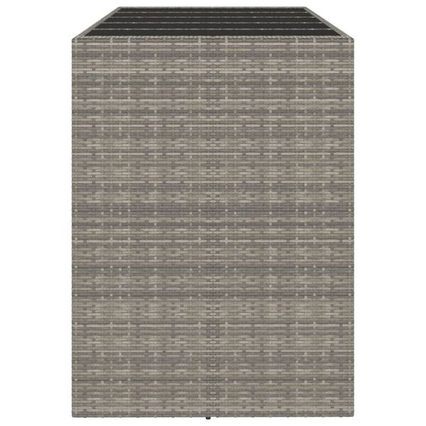 vidaXL Mesa alta bar con superficie vidrio rat&aacute;n PE gris 185x80x110 cm