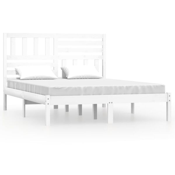 vidaXL Estructura cama doble sin colch&oacute;n madera pino blanco 140x190 cm