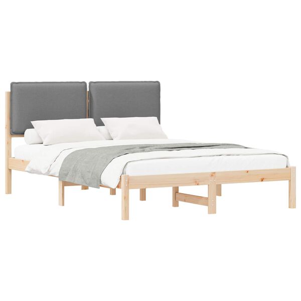 vidaXL Estructura de Cama con Cabecera Tapizada Gris Claro