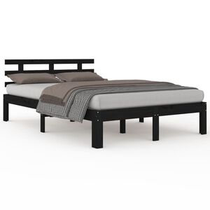 vidaXL Estructura de cama sin colch&oacute;n madera maciza negro 200x200 cm