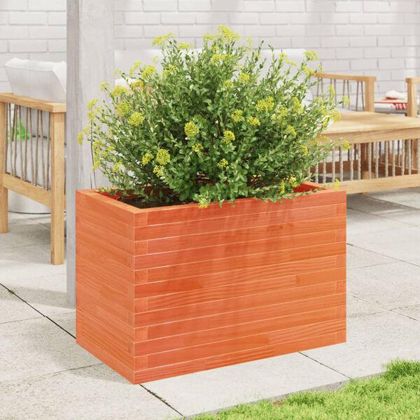 vidaXL Jardinera de madera maciza de pino marr&oacute;n cera 70x40x45,5 cm