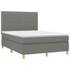 vidaXL Cama box spring colch&oacute;n y luces LED tela gris oscuro 140x200 cm