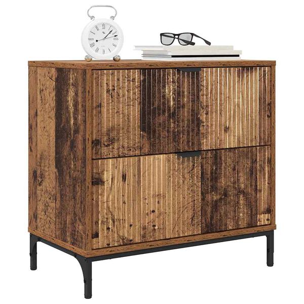 vidaXL Mesa de Noche con caj&oacute;n Madera vieja 63.5 x 36 x 61 cm