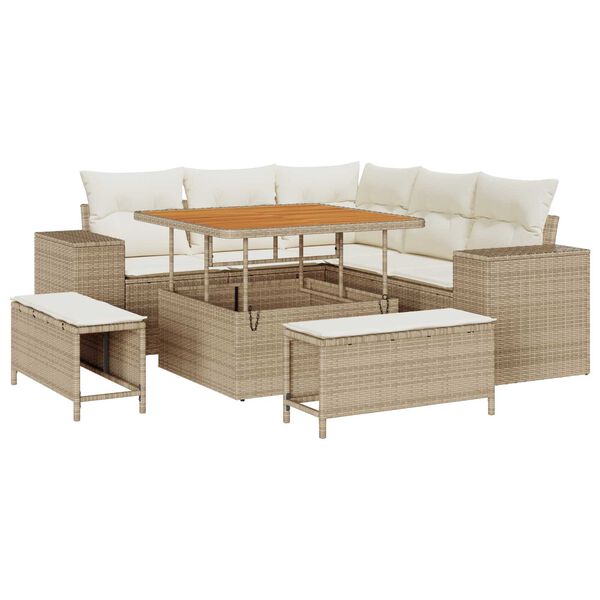 vidaXL Conjunto de sofá de jardín 8 pcs Beige ratán sintético