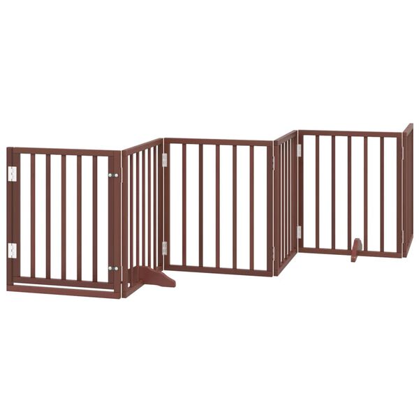 vidaXL Puerta para perros plegable 6 paneles madera &aacute;lamo marr&oacute;n 300cm