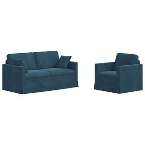 vidaXL Juego de Sof&aacute; 2 pcs Azul 158 x 78 x 80 cm Terciopelo