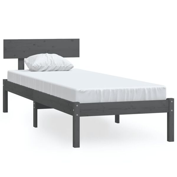 vidaXL Estructura de cama individual sin colchón madera de pino gris