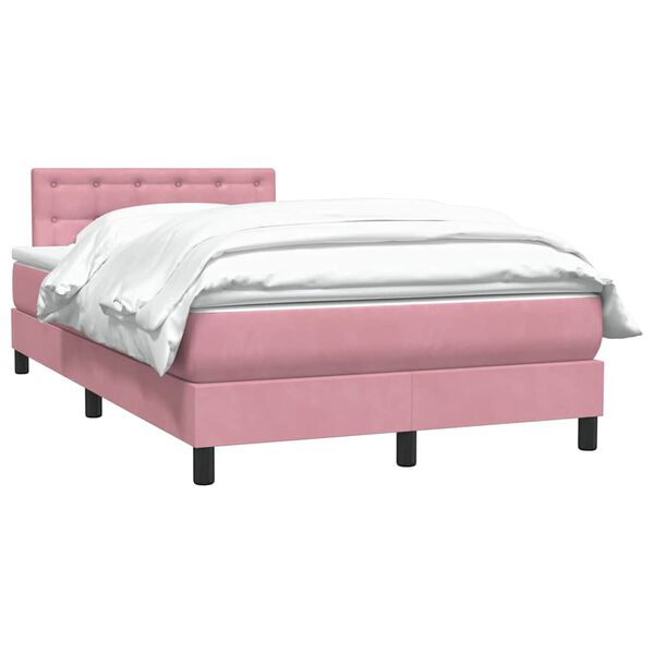 vidaXL Cama box spring con colch&oacute;n terciopelo rosa 120x220 cm