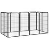 vidaXL Jaula perros 12 paneles acero recubierto polvo negro 50x100 cm