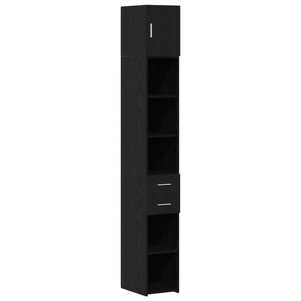vidaXL Gabinete de Almacenamiento Slim Roble negro 30 x 42.5 x 225 cm